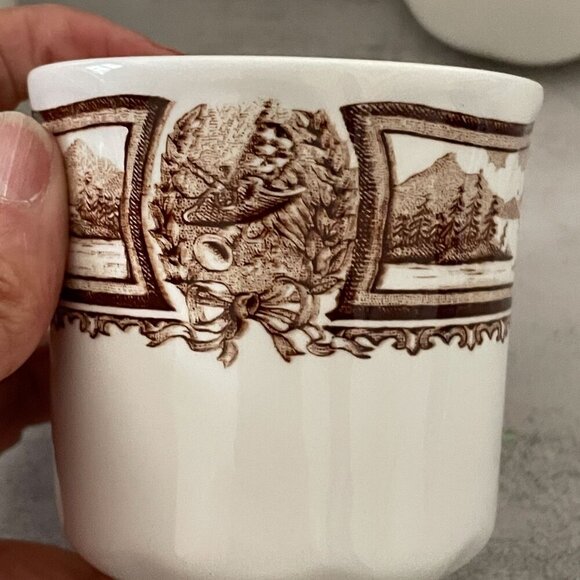 Meakin Vintage Americana Brown 4 Four 8oz Coffee Cups 4.25" Ironstone England - Picture 6 of 7